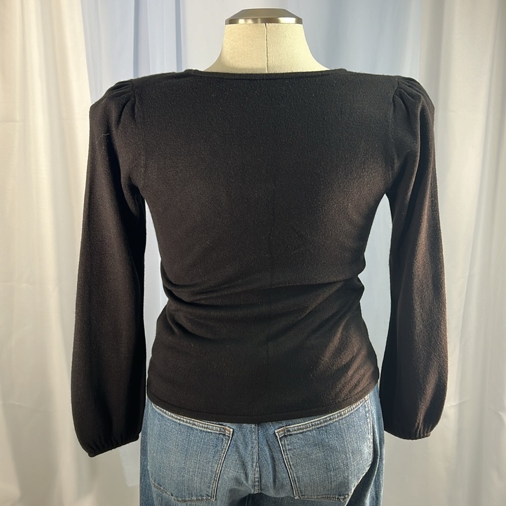 Cato black long sleeve round neck sweater with button accent size medium - Picture 2 of 7